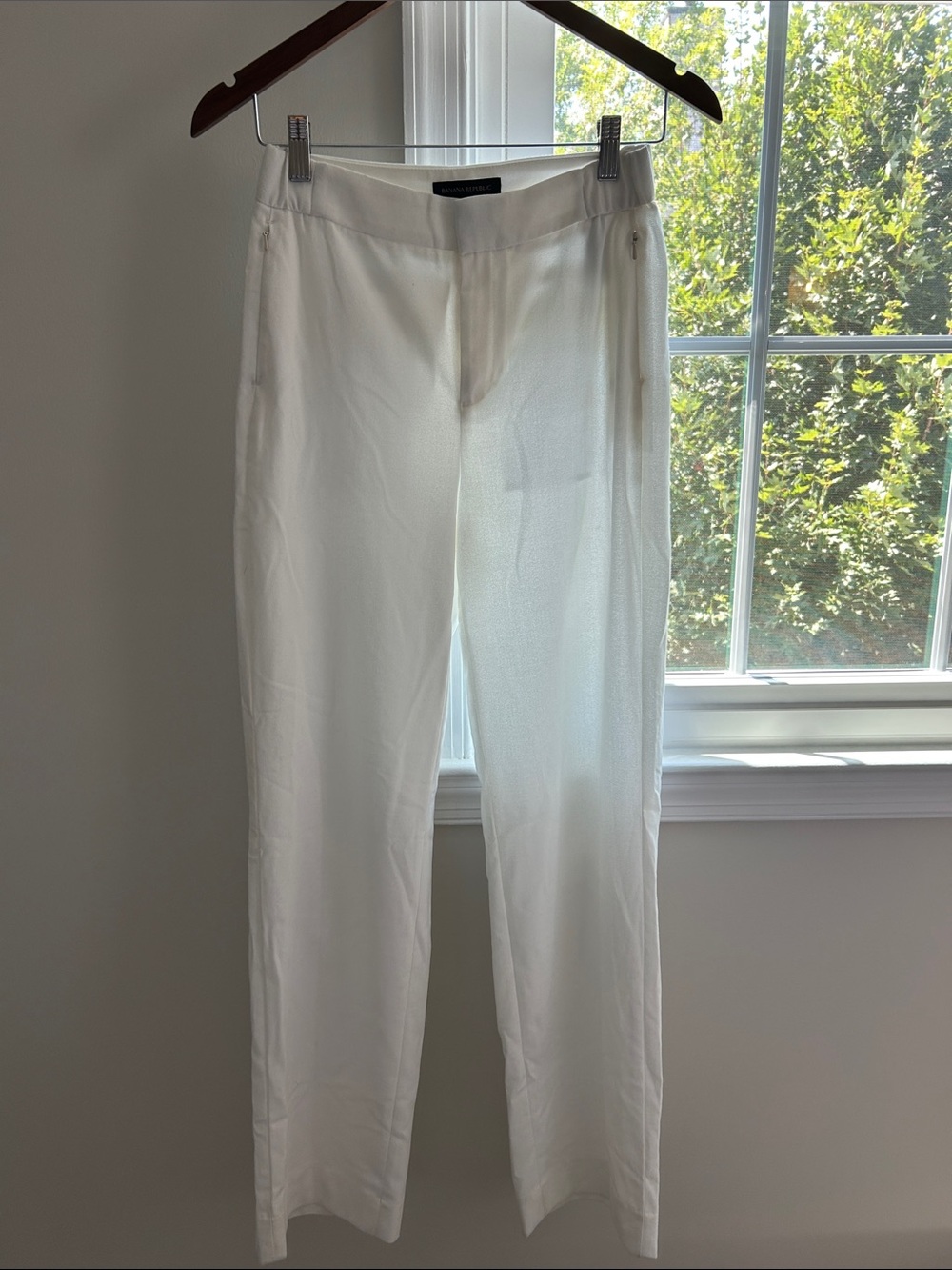 Banana Republic White Pants Tailored Straight Leg